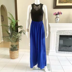 Royal Blue High Waist Dress Wide Leg Pants